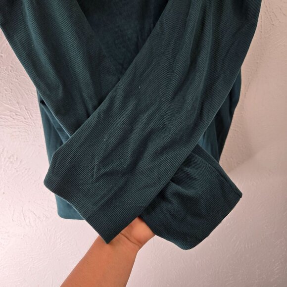 Torrid Blouse Plus Size 5X Dark Green Lace Ribbed Puff Sleeve Formal Holiday Top - Picture 5 of 14